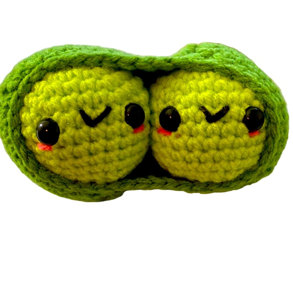 Two peas in a pod kawaii crochet plush fidget toy amigurumi
